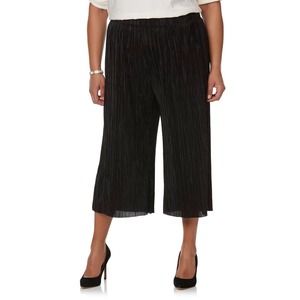NEW Simply Emma Plus Size Plisse Pleat Culottes Black Slinky Stretchy Pull On